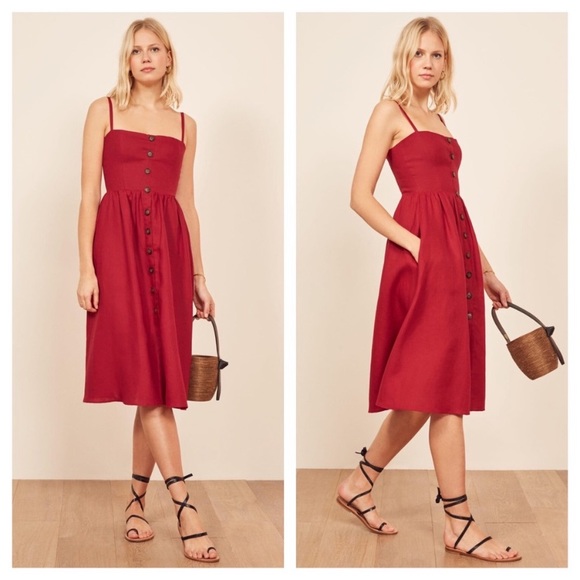 Reformation Dresses & Skirts - HP 🎉 NEW Reformation Tori Cherry Linen Dress 0